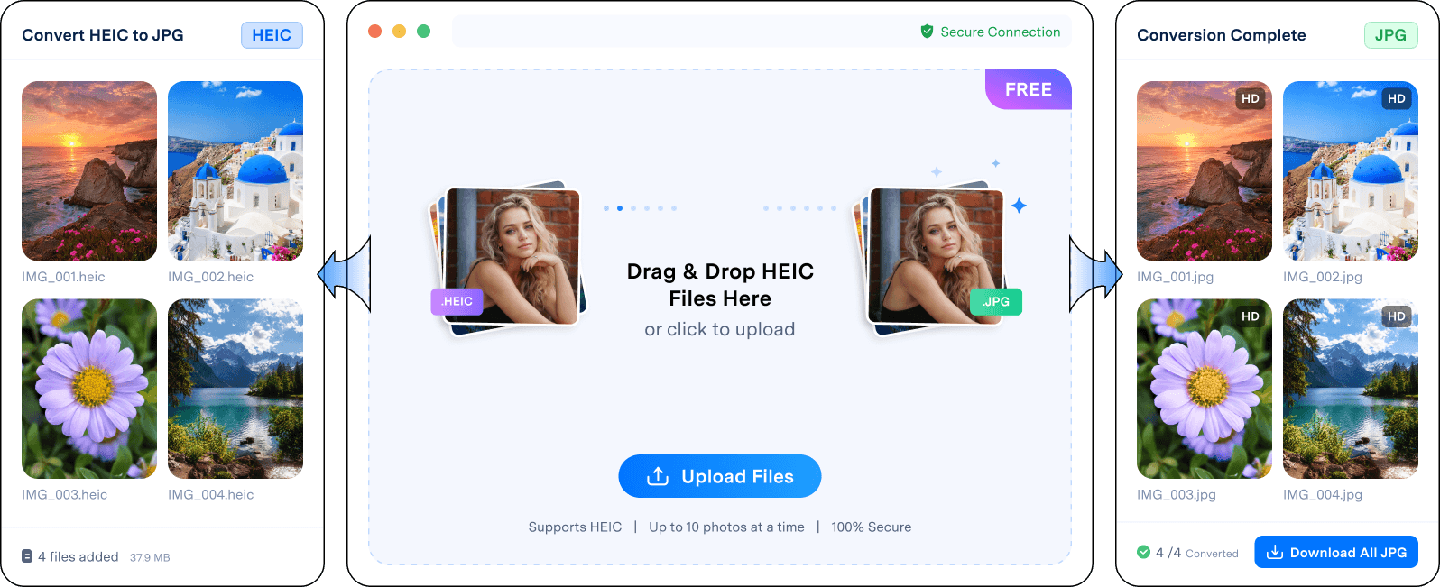 Online HEIC to JPG converter interface