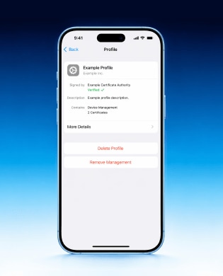 Tap Delete Profile or Remove Management