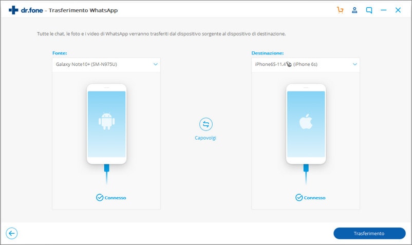 Trasferimento Whatsapp da Android a iPhone