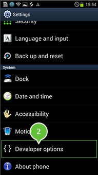 android versão 3.0 e 4.0 habilitar debugging USB