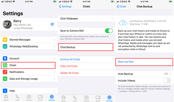access your chat backups on iCloud