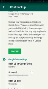 backup di Google Drive