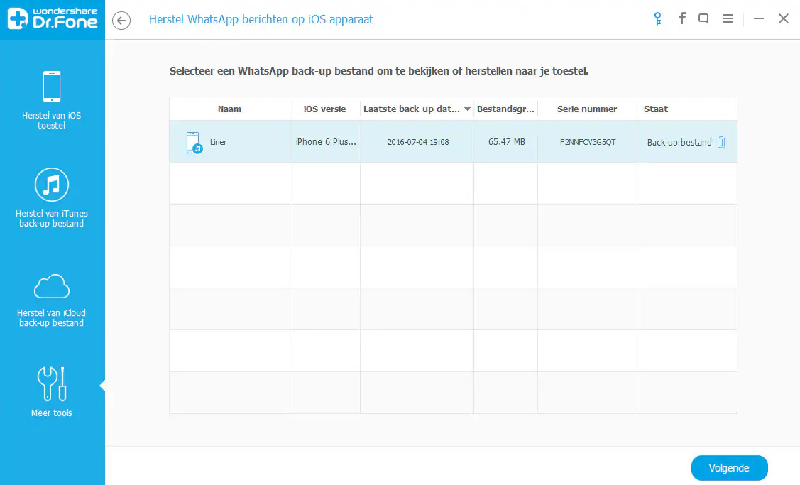 backup whatsapp messages - select back file