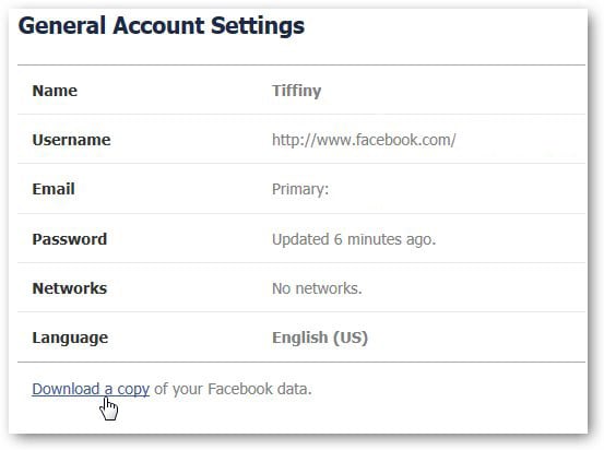 download facebook data copy to recover facebook messages