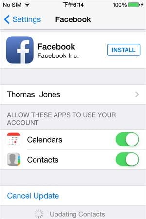 sync iphone with facebook