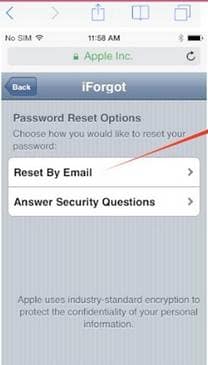 reset the forgotten iCloud password processing