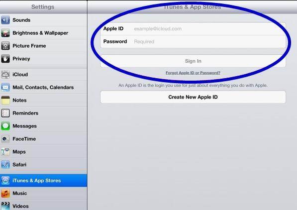 Enter the shared apple id and password