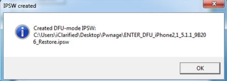 confirm DFU mode IPSW