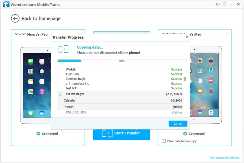 transfer from old iPad to iPad Pro
