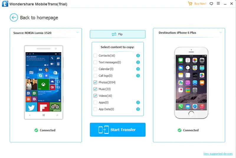 connect to transfer contacts from Nokia to iPhone