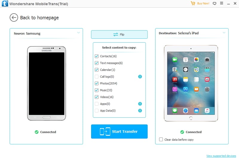connect devices to transfer photos from Android to iPad