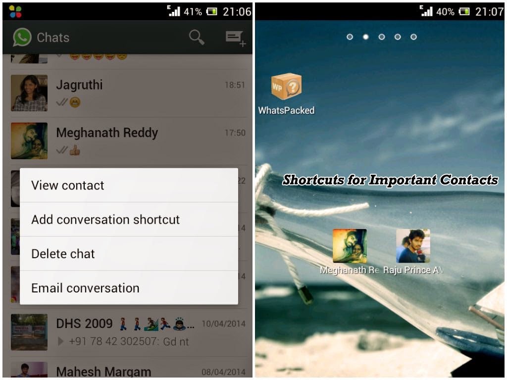 whatsapp tricks and tips-Shortcuts for Important Contacts