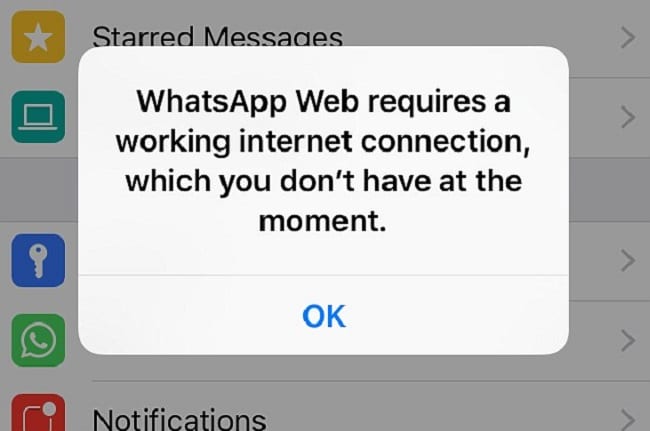 Whatsapp não está funcionando