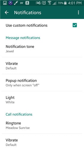 whatsapp ringtone-activate the subsequent options