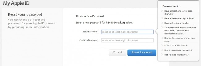 recover lost icloud email password completed