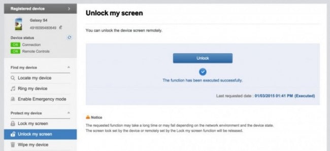 unlock android using samsung account