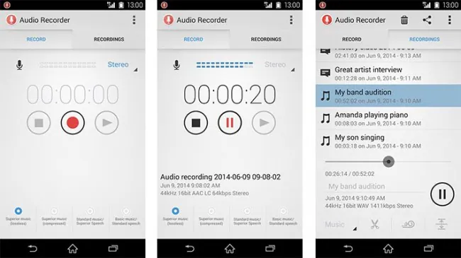 Audio Recorder app voor Android