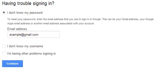 restablecer la contraseña de Gmail en Android-crear una cuenta