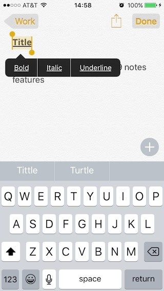 note in ios 9