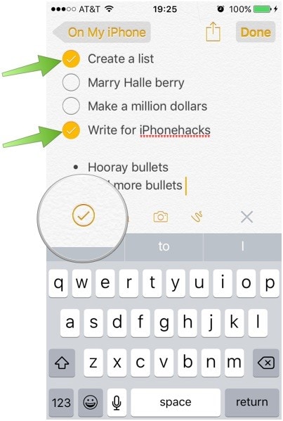 note in ios 9