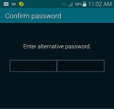 Samsung fingerprint lock-type in alternative password