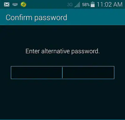 Samsung fingerprint lock-type in alternative password