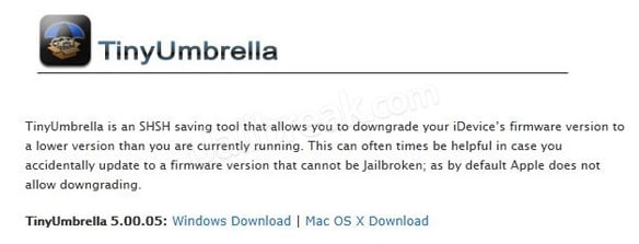  Downgrade iOS - Télécharger Tiny Umbrella 