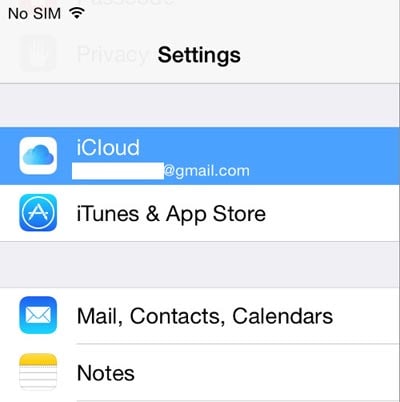 empezar a borrar la cuenta de iCloud en el iPad y el iPhone