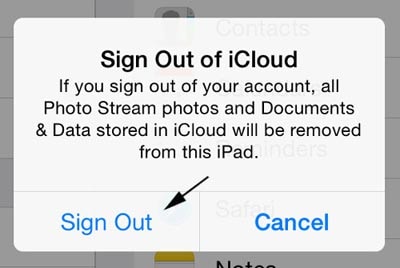 change icloud account-sign out to confirm