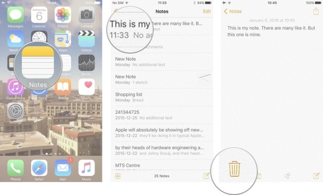 erase duplicated notes on iphone