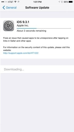 install of ios 9.3 doesn't work