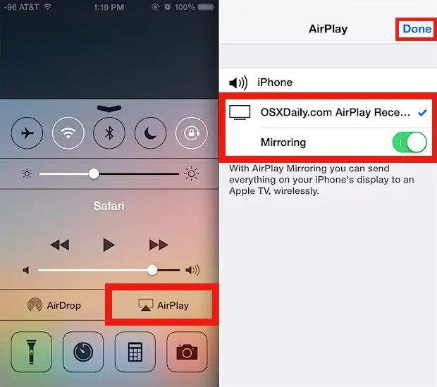 airplay iphone naar mac - veweg van beneden naar boven op het scherm