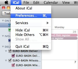 sincronizar iCal com iphone - etapa 1 para preferências do sistema no iCal