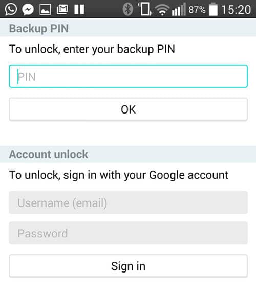 how to unlock a samsung phone without the code-google login