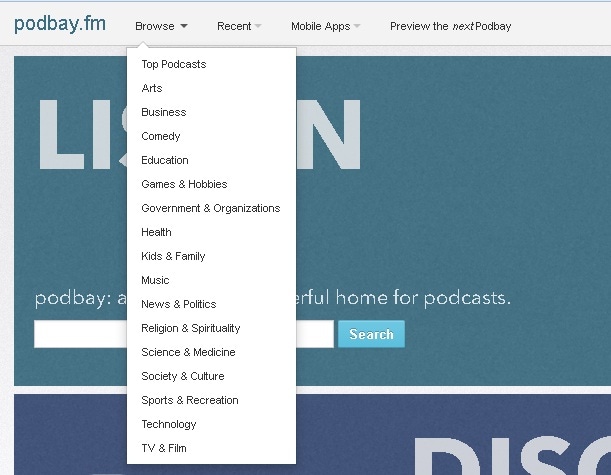 Descargar podcasts sin iTunes: haz clic en Examinar