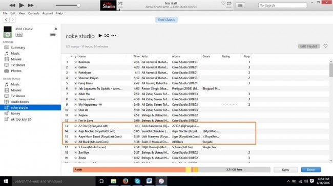 Edite a lista de reprodução no iPod - arraste as músicas para o ipod