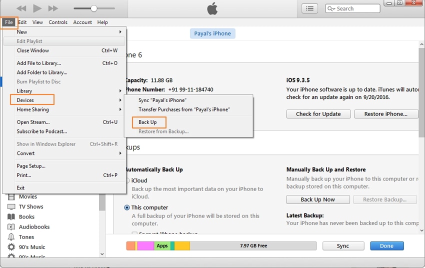 iPhone auf externer Festplatte mit iTunes sichern
