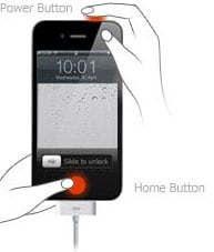 Halten Sie Home and Power, um das iPhone in den DFU-Modus zu versetzen