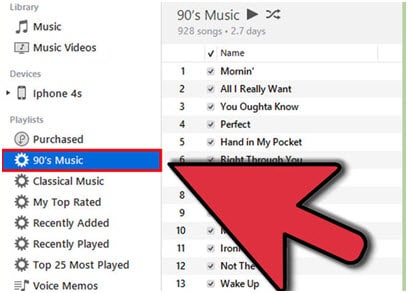 Export iTunes Playlist with Music Files via iTunes-select the playlist
