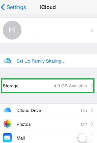 tap on Storage