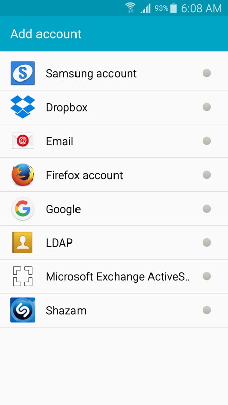 recover samsung contacts - add google account