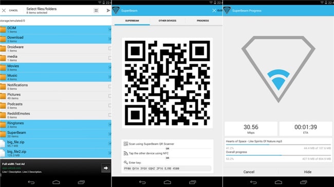 Aplicativos de transferência de arquivos Android - SuperBeam