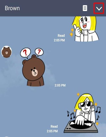 salvaguardar conversas do line manualmente-pressione na seta de opções