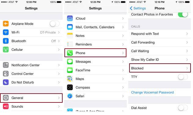 how to find blocked numbers on iphone