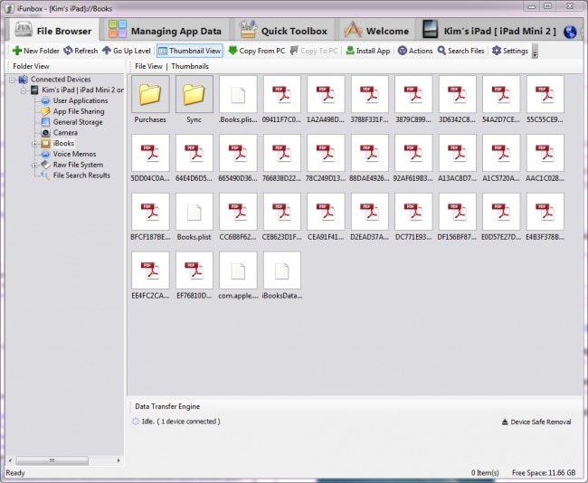PDF mit iFunbox vom iPad auf den PC übertragen - iBooks-Kategorie auswählen