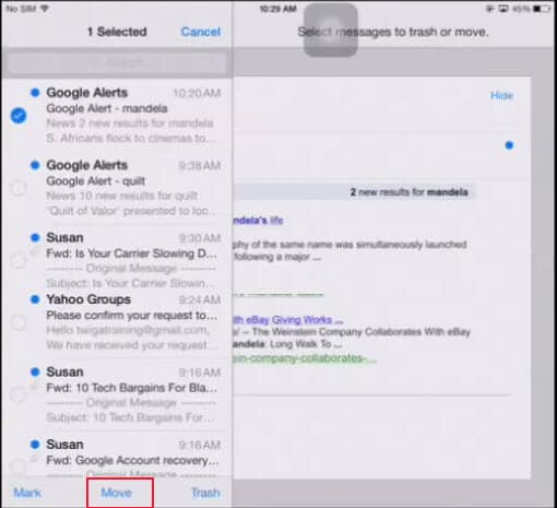 how to permanently delete emails from ipad