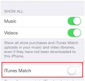 delete duplicate sonds on ipod/iphone/ipad-Turn off the iTunes match