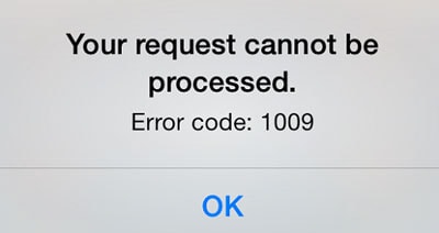error 1009 iphone