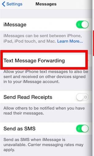 Text weiterleiten auf iPhone und Android