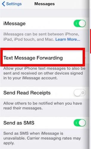 mac text message forwarding